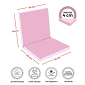XPERMATE  Sandalye Minderi Su İtici Kumaş 40x40 cm Sünger Sırtlıklı Sandalye Minderi Bağcıklı Pembe - 2