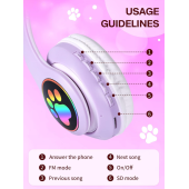 STN-28 Kedi Kulak Kulaklık Yeni Sevimli Moda Bluetooth 5.0 Kulaklık Yüksek Ses Akıllı Led Işıklı - 3