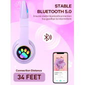 STN-28 Kedi Kulak Kulaklık Yeni Sevimli Moda Bluetooth 5.0 Kulaklık Yüksek Ses Akıllı Led Işıklı - 5