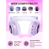 STN-28 Kedi Kulak Kulaklık Yeni Sevimli Moda Bluetooth 5.0 Kulaklık Yüksek Ses Akıllı Led Işıklı - 6