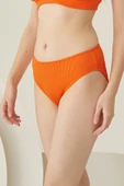 Turuncu Reps Yüksek Bel Tek Alt Bikini thumbnail 2