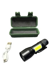 Ultra Güçlü 2500 Lumen 5w Cob Led Usb Şarjlı, Çakarlı, Kamp, Deprem Çantası ve El Feneri - 1