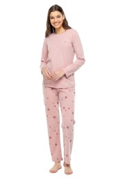 Mod Kadın Pembe Uzun Kol Pijama Takım 3993 - 1