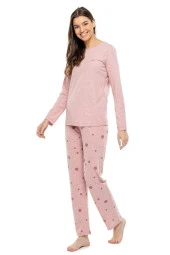 Mod Kadın Pembe Uzun Kol Pijama Takım 3993 - 2