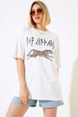Leopar Baskılı T-shirt Ekru thumbnail 2