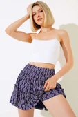 Desenli Şort Etek Lacivert thumbnail 1