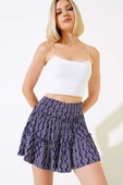 Desenli Şort Etek Lacivert thumbnail 2