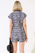 Zebra Desen Şortlu Tulum Lacivert thumbnail 3