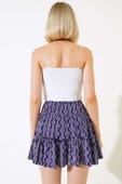 Desenli Şort Etek Lacivert thumbnail 3