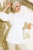 Balon Kol Saten Tunik Ekru thumbnail 1