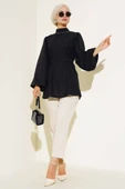Balon Kol Saten Tunik Siyah thumbnail 2