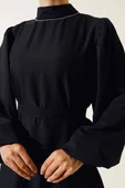 Balon Kol Saten Tunik Siyah thumbnail 4