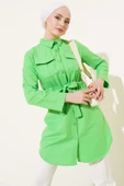 Çift Cepli Bel Lastikli Gömlek Yeşil thumbnail 1