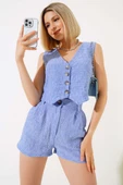 Şortlu Keten Takım Mavi thumbnail 1