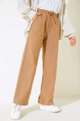 Bel Lastikli Uzun Keten Pantolon Hardal thumbnail 2