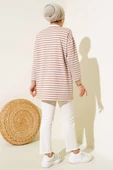 Viskon Yatay Çizgili Tunik Latte thumbnail 3