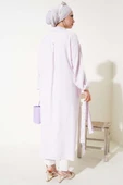 İp Bağcıklı Önden Düğmeli Uzun Tunik Lila thumbnail 3