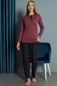Kalp Nakışlı Pijama Takımı Magenta thumbnail 1