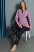 Kalp Nakışlı Pijama Takımı Lila thumbnail 2