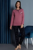 Yıldız Nakışlı Uzun Kol Pijama Takımı Gül Kurusu thumbnail 2