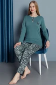 Leopar Desen Uzun Kol Pijama Takım Çağla Yeşili thumbnail 1