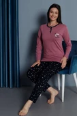 Yıldız Nakışlı Uzun Kol Pijama Takımı Gül Kurusu thumbnail 1