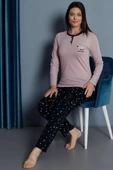 Yıldız Nakışlı Uzun Kol Pijama Takımı Taş - 1