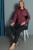 Kalp Nakışlı Pijama Takımı Magenta thumbnail 2