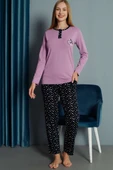 Kalp Nakışlı Pijama Takımı Lila thumbnail 1