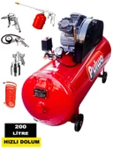 Rowemax Bakır Sargı 200 Litre 8 bar/ 3hp Hızlı Dolum Çift Pistonlu Yağlı Sesli Kompresör havalı Set - 1