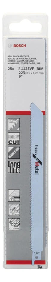 Bosch - Heavy Serisi Metal için Panter Testere Bıçağı S 1125 VF - 25'li - 2