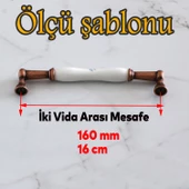 Termessos Gerçek Porselen Eskitme Antik Bakır 160 mm Mobilya Mutfak Dolap Kulpu Kulbu Kulpları thumbnail 2