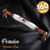 Termessos Gerçek Porselen Eskitme Antik Bakır 160 mm Mobilya Mutfak Dolap Kulpu Kulbu Kulpları thumbnail 1