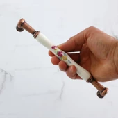 Termessos Gerçek Porselen Eskitme Antik Bakır 192 mm Mobilya Mutfak Dolap Kulpu Kulbu Kulpları - 3