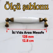 Aspendos Gerçek Porselen Eskitme Antik Sarı 128 mm Mobilya Mutfak Dolabı Dolap Kulpu Kulbu Kulpları - 2