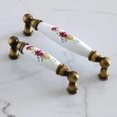 Aspendos Gerçek Porselen Eskitme Antik Sarı 128 mm Mobilya Mutfak Dolabı Dolap Kulpu Kulbu Kulpları - 4