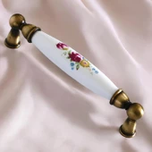 Aspendos Gerçek Porselen Eskitme Antik Sarı 128 mm Mobilya Mutfak Dolabı Dolap Kulpu Kulbu Kulpları - 8