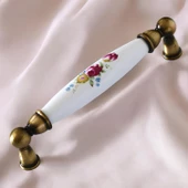 Aspendos Gerçek Porselen Eskitme Antik Sarı 128 mm Mobilya Mutfak Dolabı Dolap Kulpu Kulbu Kulpları - 7