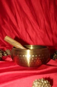 Pirinç Meditasyon Çanı Yoga Çanı Tibet Çanağı Singing Bowl 17 Cm 7 Element Minderli thumbnail 7