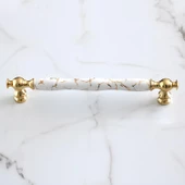 Anavarza Gerçek Porselen Gold Beyaz 192 mm Mobilya Mutfak Kulp Çekmece Dolap Kulplar Kulpu Kulbu thumbnail 6