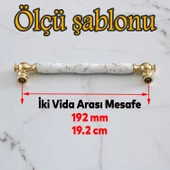 Anavarza Gerçek Porselen Gold Beyaz 192 mm Mobilya Mutfak Kulp Çekmece Dolap Kulplar Kulpu Kulbu thumbnail 2