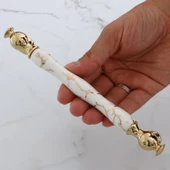Anavarza Gerçek Porselen Gold Beyaz 192 mm Mobilya Mutfak Kulp Çekmece Dolap Kulplar Kulpu Kulbu thumbnail 3