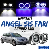 Renault Megane 2 2003-2008 Uyumlu Üniversal Mercekli Angel Sis Farı Metal Su Geçirmez 76 mm Mavi Halkalı Gündüz Farı Angel Eyes 2 Adet thumbnail 1