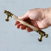 Afrodisyas Gerçek Porselen Eskitme Antik Kahve 160 mm Mobilya Mutfak Dolap Kulpu Kulbu Kulpları thumbnail 3