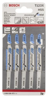 Bosch - Kademeli Artan Dişli Seri Metal İçin T 123 XF Dekupaj Testeresi Bıçağı - 5'Li Paket thumbnail 2