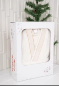 %100 Pamuk Yetişkin Unisex Desenli Kutulu Bornoz - 4
