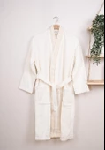 %100 Pamuk Yetişkin Unisex Desenli Kutulu Bornoz - 6