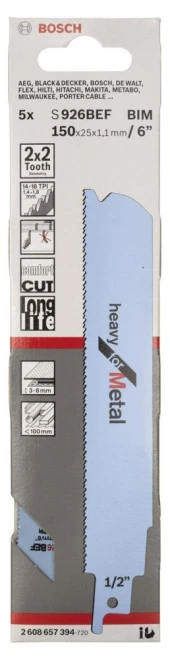 Bosch - Heavy Serisi Metal için Panter Testere Bıçağı S 926 BEF - 5'li thumbnail 2