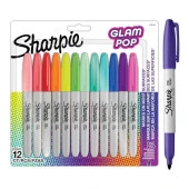 Sharpie Glam Pop Fine 12'li Yuvarlak Uç Permanent Markör Set - 1