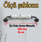 Petra Gerçek Porselen Beyaz Füme 160 mm Mobilya Mutfak Kulp Çekmece Dolap Kulplar Kapak Kulpu Kulbu - 2